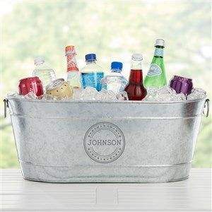 Large metal party tub for outdoor celebrations and backyard gatherings filled with ice and cold <b>drinks</b> - Product Image 3