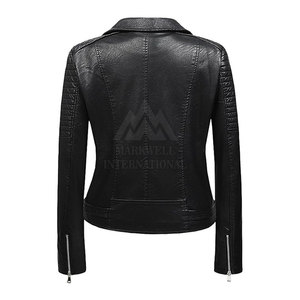 Último diseño chaqueta cómoda 2022 de alta calidad de piel de oveja Turn Down Collar mujer chaqueta de cuero de moda - Product Image 3