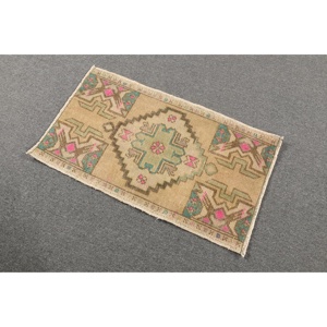 1.6x2.7 ft Turkish Vintage Eco-Friendly <b>Brown</b> Patchwork <b>Wool</b> Rug with Latex Backing - Product Image 2