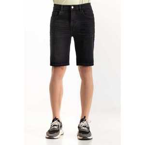 Short en jean basique taille haute MN-SHT-SS23-001 Anthracite avec délavage foncé - Product Image 1