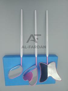 แหนบถอนขนตาสแตนเลสแข็งรูปหัวใจผีเสื้อสีชมพูสีขาวปลายโค้งมนและที่จับกระจก - Product Image 6