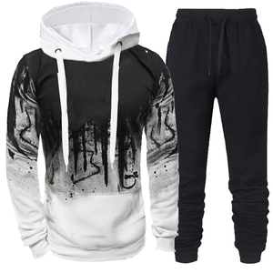 Oversized Track Suit men Casual Streetwear Hoodie Stacked <b>Sweatpants</b> <b>Set</b> Plus Size Winter Designer Plus Size Tracksuits - Product Image 2