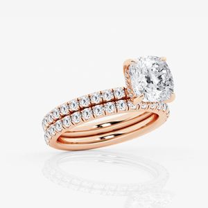 <b>Cushion</b> Cut Diamond Bridal Set <b>Ring</b> For Women - Product Image 3