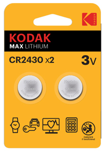 2 pezzi. Batterie a bottone Kodak Max Lithium CR2430 3V (confezione blister) - Product Image 1