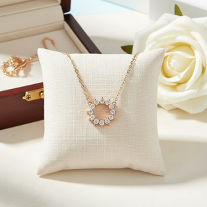 Collar con Colgante de Círculo Abierto con Moissanita de Corte Brillante Sunburst, Plata 925, Regalo de Boda, Joyería Fina al por Mayor para Mujer - Product Image 4