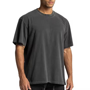 T-shirt en coton 100% uni vintage délavé à l'acide, coupe régulière, épaules tombantes, sérigraphie, grande taille, vente en gros OEM - Product Image 5