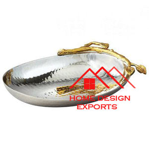 Plateau à feuilles incurvées en aluminium 2024 Plateau décoratif en forme de tendance pour les portions décoratives de mariage et de fête - Product Image 5