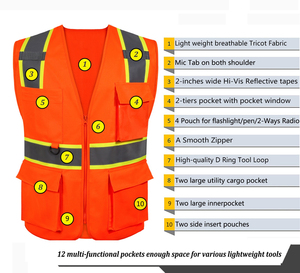 Ropa de trabajo de poliéster personalizable, transpirable e impermeable, producto de alta visibilidad, alta visibilidad, seguridad en el trabajo, ropa reflectante - Product Image 3