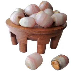 Caída de ónix rosa con bandas, piedra de ónix Rosa natural, piedra de caída de ónix - Product Image 1