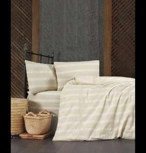 ชุดผ้าห่มมัสลินลายทางเรขาคณิต 100% ผ้าฝ้าย - ผ้าปูที่นอนเนื้อนุ่มพิเศษ ระบายอากาศได้ดี น้ำหนักเบา ผ้าก๊อซยับ - Product Image 2