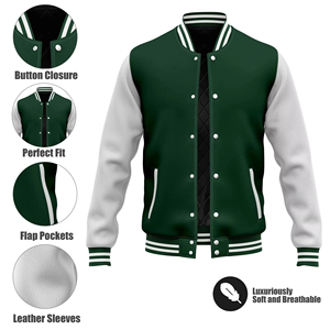 Nouveauté veste universitaire à manches en cuir personnalisée veste de baseball décontractée Bomber Patchwork veste pour hommes - Product Image 2