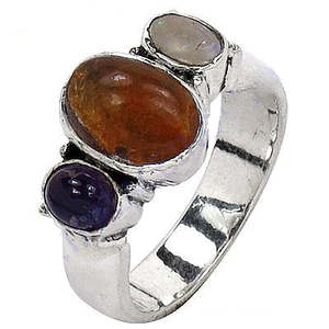 925 Silver Gemstone <b>Ring</b> <b>for</b> <b>Women</b> Turquoise and Garnet <b>Set</b> in Rhodium Plated Fine Jewelry Men's Plain <b>Ring</b> Gift Option - Product Image 2