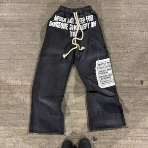 Conjunto de chándal de 2 piezas con capucha, transpirable, con lavado ácido, estilo vintage, con pedrería, para invierno, estilo urbano, de color liso, de gran venta - Product Image 6