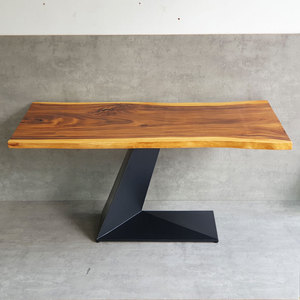 Industrial-Style <b>Extendable</b> Acacia <b>Wood</b> <b>Dining</b> <b>Table</b> with Powder-Coated Iron Legs-160x80cm - Product Image 3