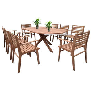 Modern Outdoor Teak Wood Furniture Set Lightweight Patio <b>Chairs</b> & Oval Dining Table for Resort Indonesia - Product Image 1