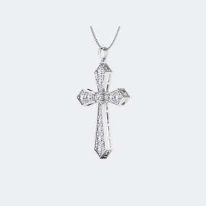 Collier pendentif croix serti de pierres rondes 2.30CTW - Product Image 5