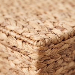 Rectangular Water Hyacinth Standing Double Storage <b>Basket</b> <b>Lid</b> Handwoven Sustainable Organizer Stackable Practical for Bathroom - Product Image 2