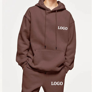 Vente en gros de pantalons de survêtement décontractés de couleur unie avec logo personnalisé Ensemble pantalon de survêtement et ourlet côtelé à capuche - Product Image 5