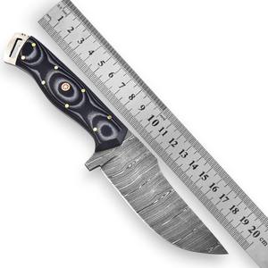 Couteau de chasse et utilitaire à lame fixe en acier Damas sur mesure, manche en micarta, couteau de bûcheron à lame pleine, fabrication OEM, avec étui - Product Image 1
