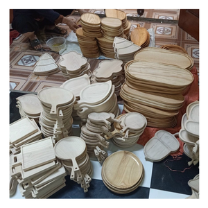 Assiette en bois écologique du Vietnam, 100% bois naturel pour restaurants, plateau en bois réutilisable de diverses formes pour un dîner élégant - Product Image 2