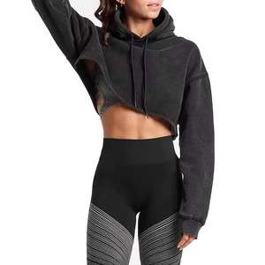 Sudadera Corta de Manga Larga de Última Moda para Mujer, Sudadera con Capucha Estampada con Logotipo Personalizado - Product Image 5