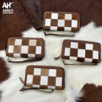 Dompet genggam kulit sapi untuk wanita, dompet Boho gaya Barat tali pendek ritsleting kualitas tinggi, dompet genggam kulit sapi untuk wanita