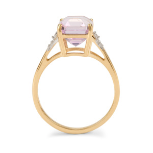 Bague Kolum en or 9 carats avec grappe de kunzite et zircon blanc 4,39 carats, style incrustation tendance - Product Image 3