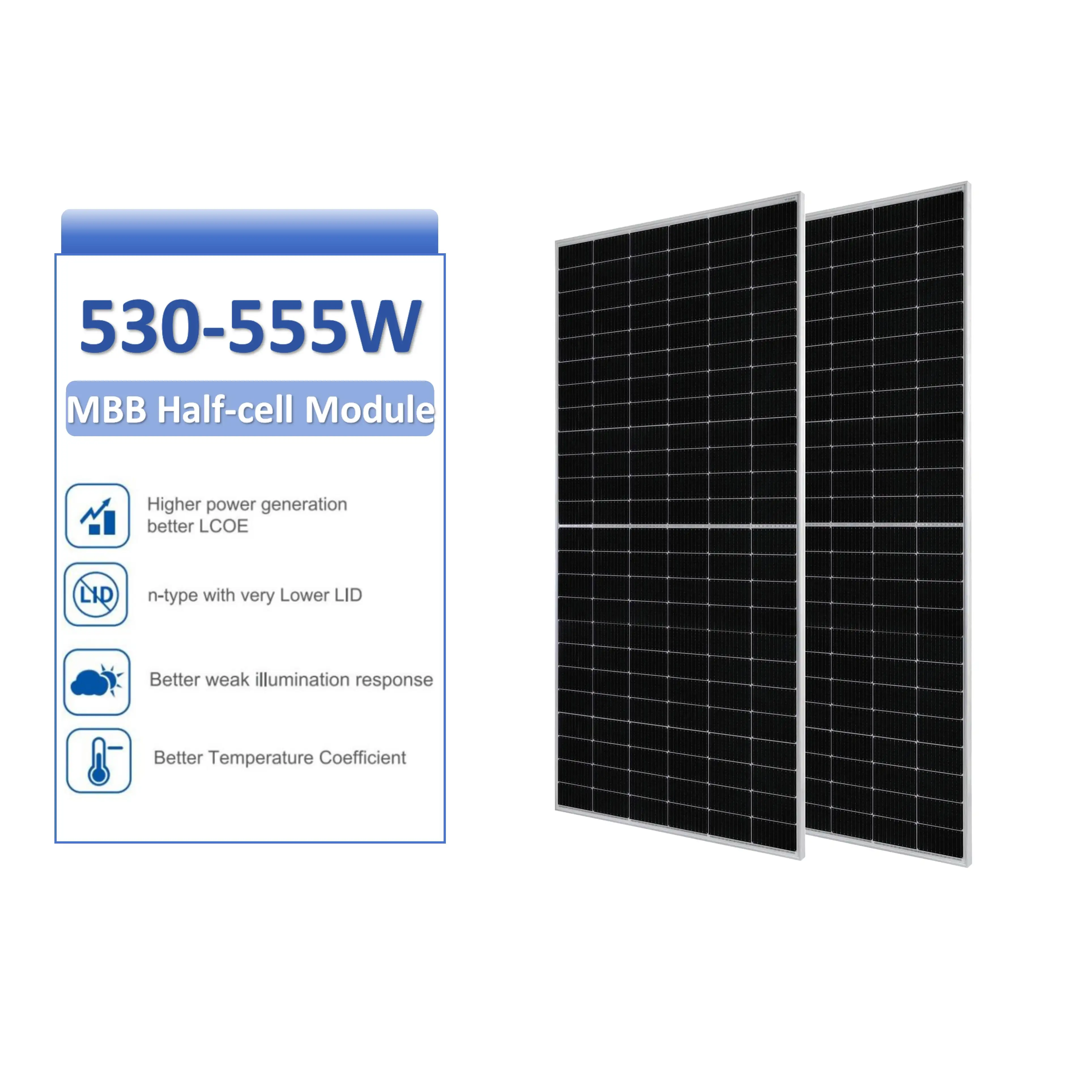 Best Selling Products 530-550 watt mono solar panels perc half-cell Solar Panels all kinds of models With Low Price