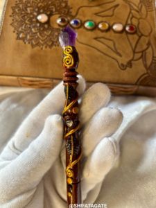 Wholesale Handcrafted <b>Wooden</b> <b>Pen</b> with Natural Amethyst Point | Crystal Wand <b>Pen</b> for Writing, Reiki Healing & Energy Work - Product Image 3