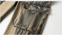 Jeans Baggy Cargo pour Hommes Pantalon Streetwear en Denim Vintage avec Poches Utilitaires Pantalon de Skateboard Coupe Ample Style Rappeur
