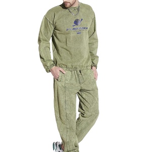 Conjunto de Sudadera con Capucha y Pantalón Largo para Hombre, Estilo Desgastado con Parches Bordados, Lavado Ácido, Alta Calidad, Venta al por Mayor - Product Image 3
