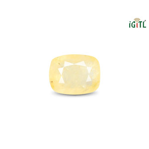 พลอยแซฟไฟร์สีเหลืองธรรมชาติ 10.01 กะรัต (พุทธราช) ทรงเหลี่ยมมรกต  พร้อมพลอยเพอริดอทสีอเล็กซานไดรต์และอะความารีน - Product Image 1