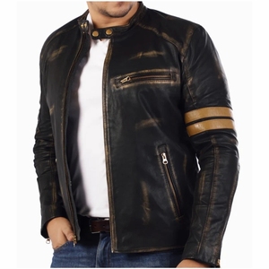 Vestes en cuir de toile de haute qualité pour hommes avec service OEM personnalisé de conception de patchwork - Product Image 6