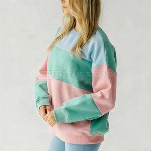 Wholesale Women's Winter Custom Color Woven <b>Crewneck</b> Sweatshirts & Hoodies with Front Logo Design and Custom Branding - Product Image 2