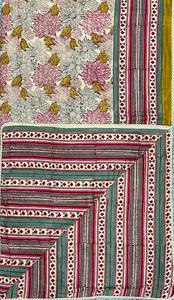 Lit simple en coton doux fabriqué à la main Dohar Artisan Made Jaipur traditionnel bloc à la main imprimé 100% coton réversible Dohar - Product Image 3