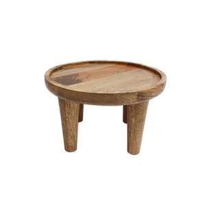 Support noir en bois naturel et métal de forme ronde en métal fer à un niveau support à gâteau plateau de service de table pour restaurants - Product Image 6