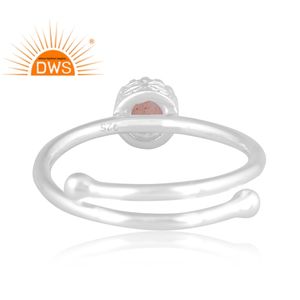 Último diseño 925 plata esterlina fina piedra de luna de melocotón Natural piedra preciosa anillo apilable fabricante de joyería personalizada - Product Image 4