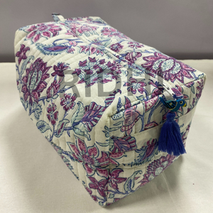 Sac fourre-tout matelassé en coton écologique bleu pétale, grand format, avec fermeture éclair, réutilisable, imprimé sur mesure, idéal pour les courses et les voyages (vente en gros) - Product Image 1