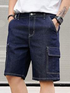 Shorts en jean droits pour homme, taille mi-haute, extensibles, respirants, imperméables et écologiques, style streetwear été 2025, fabriqués au Bangladesh - Product Image 4
