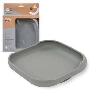 Assiette en silicone gris pétrole avec ventouse pour bébés et enfants - Product Image 1