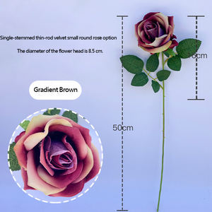 وردة صناعية مخملية بساق واحدة واقعية المظهر لتزيين المنزل وهدايا الزفاف وديكور الحفلات - Product Image 6