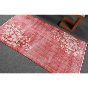 Tapis vintage d'inspiration orientale turque rouge, 3,5 x 6,3 pieds - Product Image 4