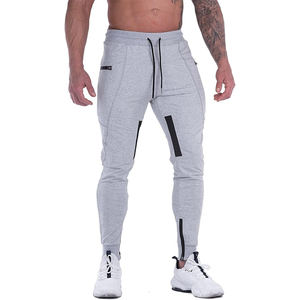 Pantalones deportivos de nuevo diseño para hombre, ropa deportiva transpirable de algodón, entrenamientos atléticos para gimnasio con bolsillos con cremallera, teñido liso - Product Image 4