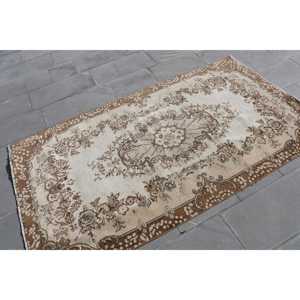 Tapis turc vintage, tapis de 3,8 x 6,8 pieds, tapis persan brun - Product Image 2