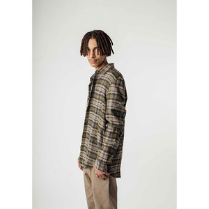 OEM/ODM <b>Men</b> Flannel Fabric <b>Shirt</b> Material 100% Wool Short Sleeves Chest <b>Pockets</b> Buttons Closing Inside Woven Neck Label - Product Image 5