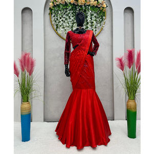 ชุดปาร์ตี้ผ้าไหมซาตินสำหรับผู้หญิงชุดปาร์ตี้หรูหราแบบดั้งเดิมของอินเดียและปากีสถานคุณภาพระดับพรีเมียม - Product Image 1