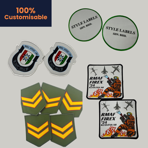 Etiqueta tejida cortada con láser personalizada con borde bordado Etiquetado elegante en forma de rollo para la identidad de marca de moda en los accesorios - Product Image 2