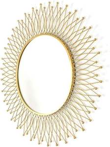 Elegante lujo moderno Sunburst oro europeo decorativo espejo de pared hecho a mano hierro ecológico fácil de limpiar maquillaje montado en la pared - Product Image 3