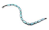 Larimar genuino y pulsera de plata esterlina 7,5 joyería de lujo hecha a mano larga para mujer