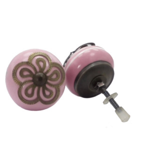 Boutons en céramique de luxe marocain en laiton antique rose en filigrane fleur tiroir armoire poignée tire pour armoire commode cuisine - Product Image 2